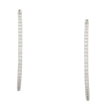 Forever Diamonds Front and Back Oval CZ Hoop Earrings in Sterling Silver