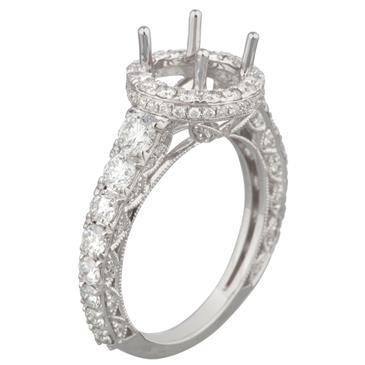 Forever Diamonds Graduating Diamond Halo Engagement Ring Setting in 18kt White Gold