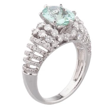 Forever Diamonds Green Amethyst Diamond Ring in 18kt White Gold