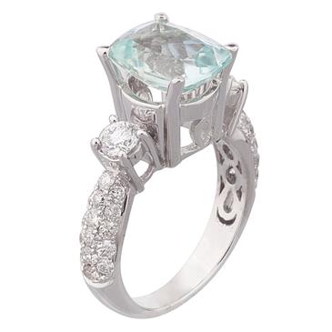 Forever Diamonds Green Amethyst Diamond Ring in 18kt White Gold
