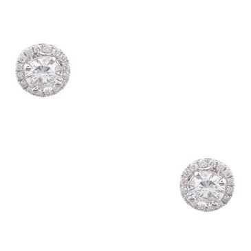 Forever Diamonds Halo Diamond Stud Earrings in 14kt White Gold