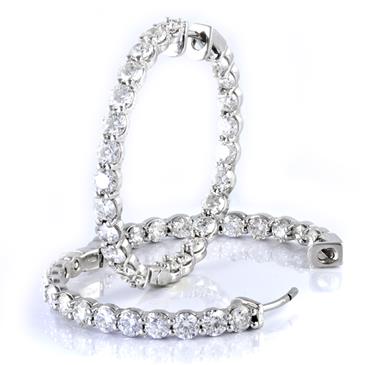 Forever Diamonds 9.03CT TDW. Front and Back Diamond Hoop Earrings in 14kt White Gold