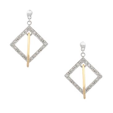 Forever Diamonds Intersecting Diamond Square Earrings in 14kt Two- Tone Gold