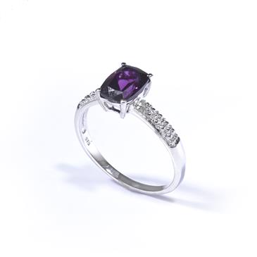 Forever Diamonds Purple Tourmaline Diamond Ring in 14kt White Gold