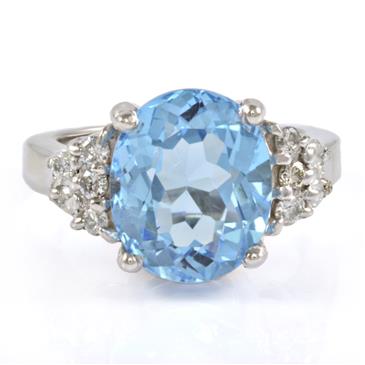 Forever Diamonds London Blue Topaz Diamond Ring in 14kt White Gold