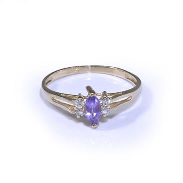 Forever Diamonds Marquise Cut Amethyst Ring in 10kt Gold