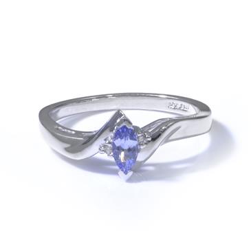 Forever Diamonds Marquise Cut Tanzanite Accent Diamonds 10kt White Gold Promise Ring
