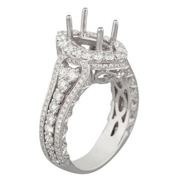 Forever Diamonds Marquise Halo Diamond Engagement Ring Setting in 18kt White Gold