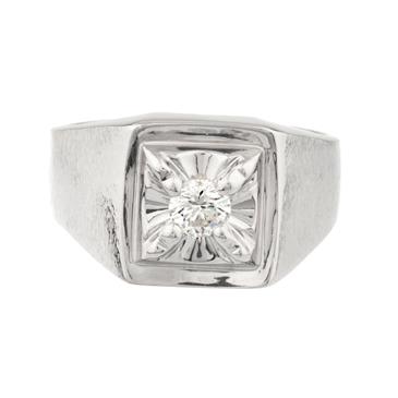 Forever Diamonds Men's Solitaire Diamond Ring in 14kt White Gold 