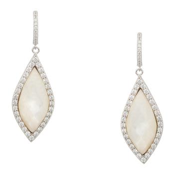 Forever Diamonds Mother of Pearl with Cubic Zirconia Earrings in Sterling Silver