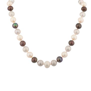 Forever Diamonds Natural Black and White Tahitian Pearl Necklace
