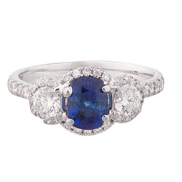 Forever Diamonds Natural Blue Sapphire Diamond Ring in 18kt White Gold