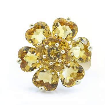 Forever Diamonds Natural Citrine Flower Ring in 14kt Gold