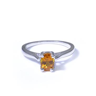 Forever Diamonds Natural Citrine Gemstone Ring in 14kt White Gold