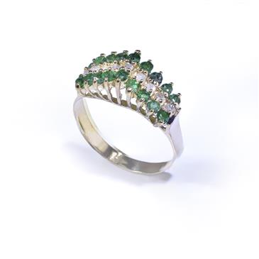 Forever Diamonds Natural Emeralds and Diamonds in 14kt Gold Ring