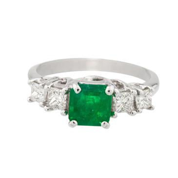 Forever Diamonds Natural Emerald Diamond Ring in 14kt White Gold