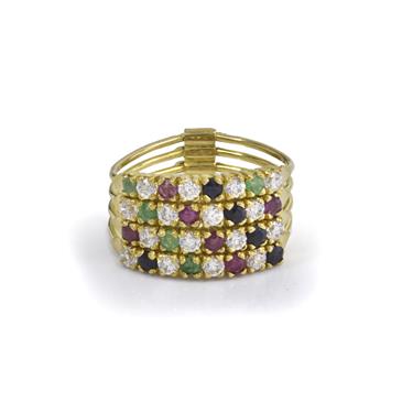 Forever Diamonds Natural Gemstone and Diamond Band in 18kt Gold