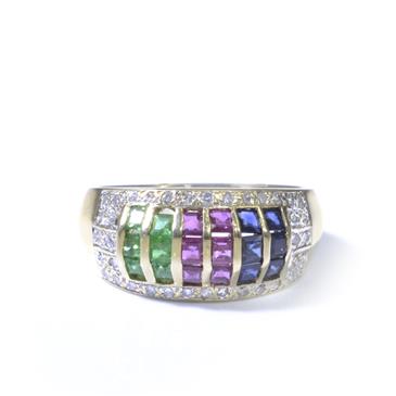 Forever Diamonds Natural Gemstone and Diamond Ring in 14kt Gold 