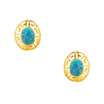 Forever Diamonds Natural Opal Earrings in 14kt Gold