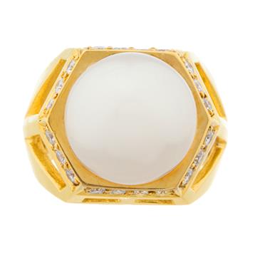 Forever Diamonds Natural Pearl Diamond Ring in 18kt Gold