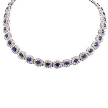Forever Diamonds Natural Sapphire and Diamond Necklace in 14kt White Gold