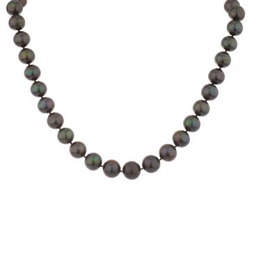 Forever Diamonds Natural Black Tahitian Pearl Necklace