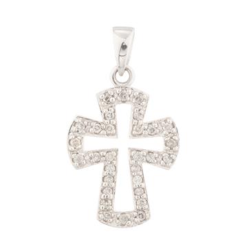 Forever Diamonds Open Diamond Cross in 14kt White Gold