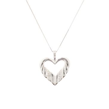 Forever Diamonds Open Diamond Heart Pendant in 14kt White Gold