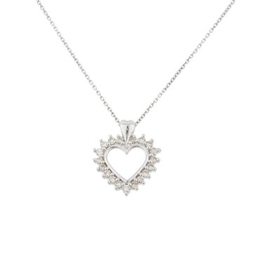 Forever Diamonds Open Heart Diamond Pendant in 10kt White Gold