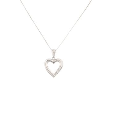Forever Diamonds Open Heart Diamond Pendant in 14kt White Gold