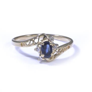 Forever Diamonds Blue Sapphire Ring in 14kt Gold 