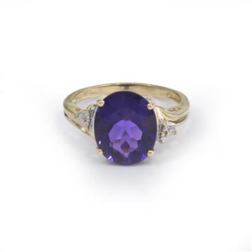 Forever Diamonds Oval Cut Amethyst Ring in 10kt Gold 