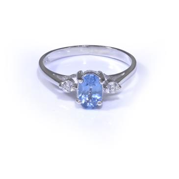 Forever Diamonds Blue Topaz Accent Diamond Ring in 14kt White Gold