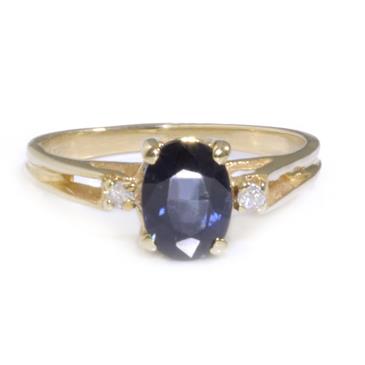 Forever Diamonds Oval Cut Sapphire Accent Diamond Ring in 14kt Gold