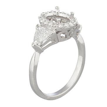 Forever Diamonds Oval Diamond Halo Style Engagement Ring Setting in 14kt White Gold