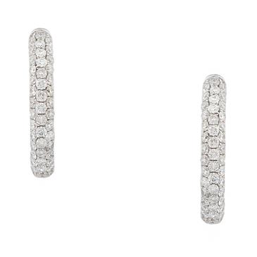 Forever Diamonds Pave Round Diamond Hoop Earrings in 14kt White Gold