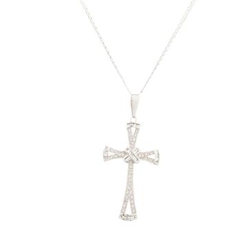 Forever Diamonds Pave Set Diamond Cross in 14kt White Gold