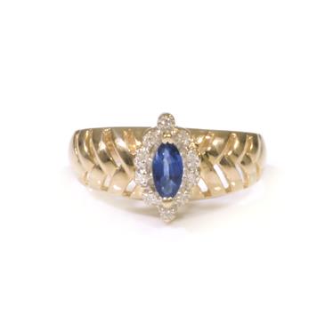 Forever Diamonds Blue Sapphire Diamond Halo Ring in 14kt Gold