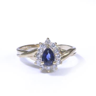Forever Diamonds Diamond and Sapphire Ring in 14kt Gold 