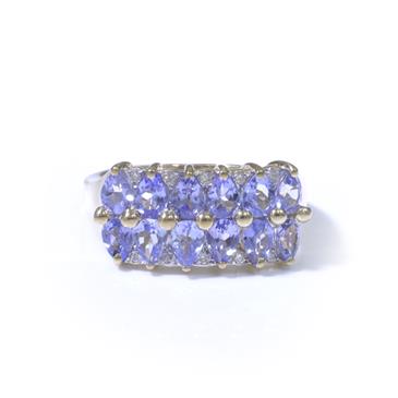 Forever Diamonds Pear Shape Tanzanite Horizontal Bar 14kt Gold Ring