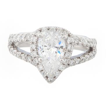Forever Diamonds Pear Shaped Vintage Diamond Engagement Ring in 14kt White Gold