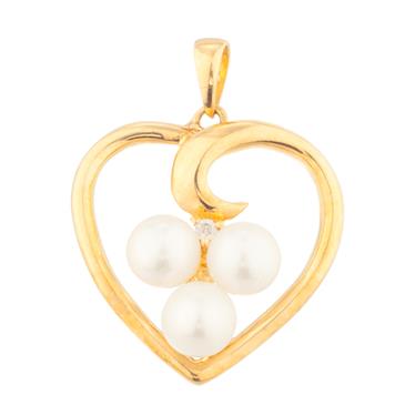 Forever Diamonds Pearl Diamond Heart in 14kt Gold