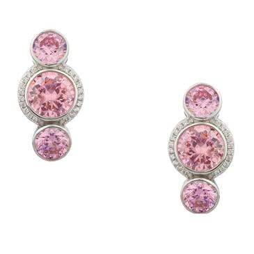 Forever Diamonds Pink and White Sapphire Earrings in Sterling Silver