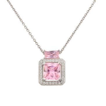 Forever Diamonds Pink  Colored Stone Pendant in Sterling Silver