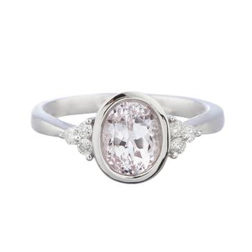 Forever Diamonds Pink Topaz Diamond Ring in 18kt White Gold