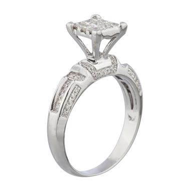 Forever Diamonds Princess Cut Diamond Cluster Engagement Ring in 14kt White Gold