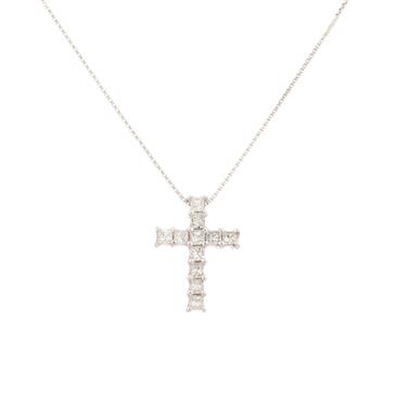 Forever Diamonds Princess Cut Diamond Cross in 14kt White Gold 