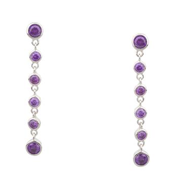 Forever Diamonds Purple Stone Drop Earrings in Sterling Silver