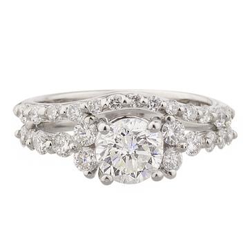 Forever Diamonds Round Diamond Bridal Engagement Ring Set in 18kt White Gold