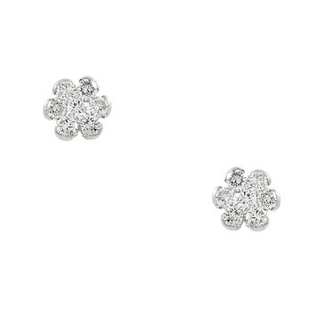 Forever Diamonds Round Diamond Cluster Stud Earrings in 14kt White Gold